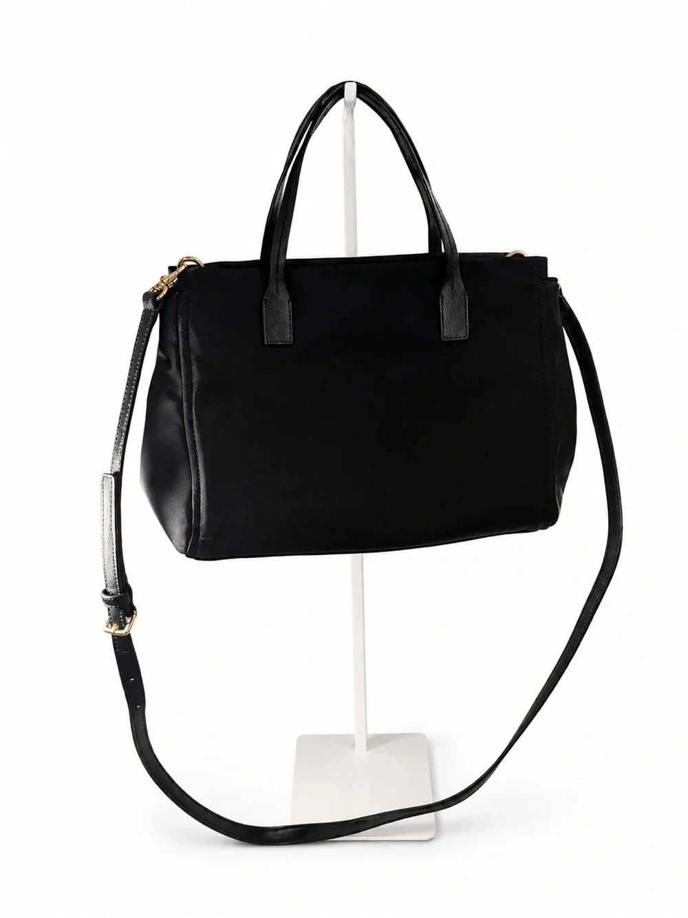 kate spade Black Nylon Shoulder Bag with Gold Plaque, detachable strap